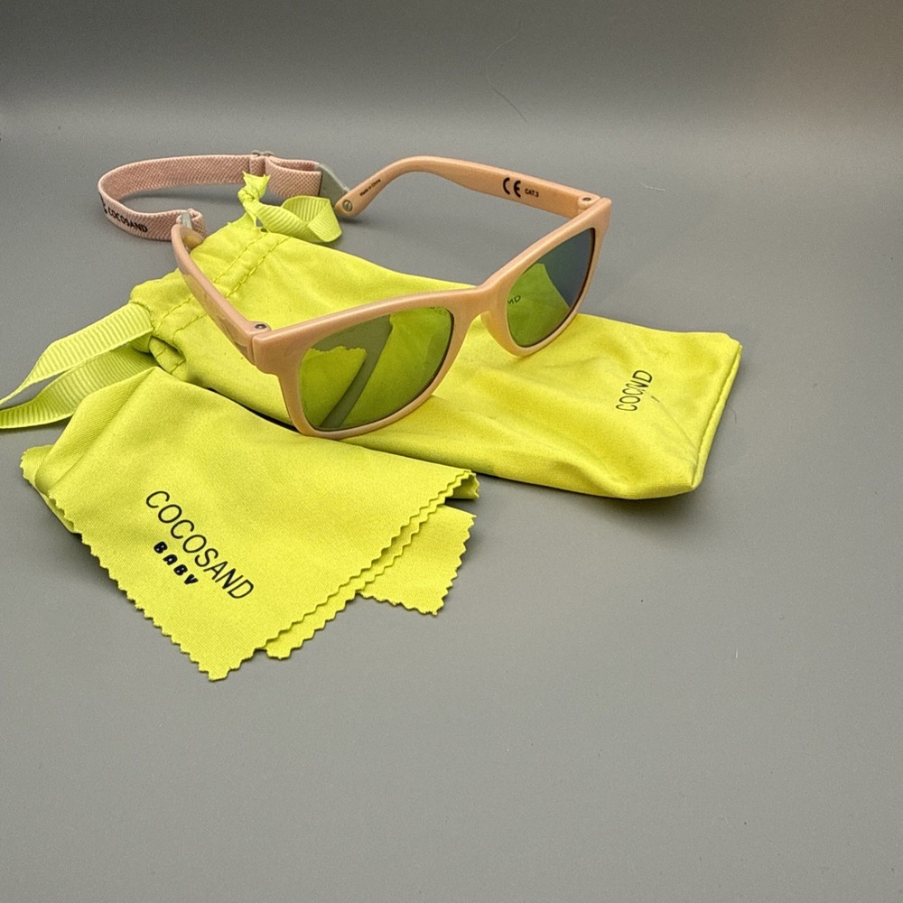 COCOSAND Baby Sunglasses with Strap  Pink frame includes Travel Case And Cloth